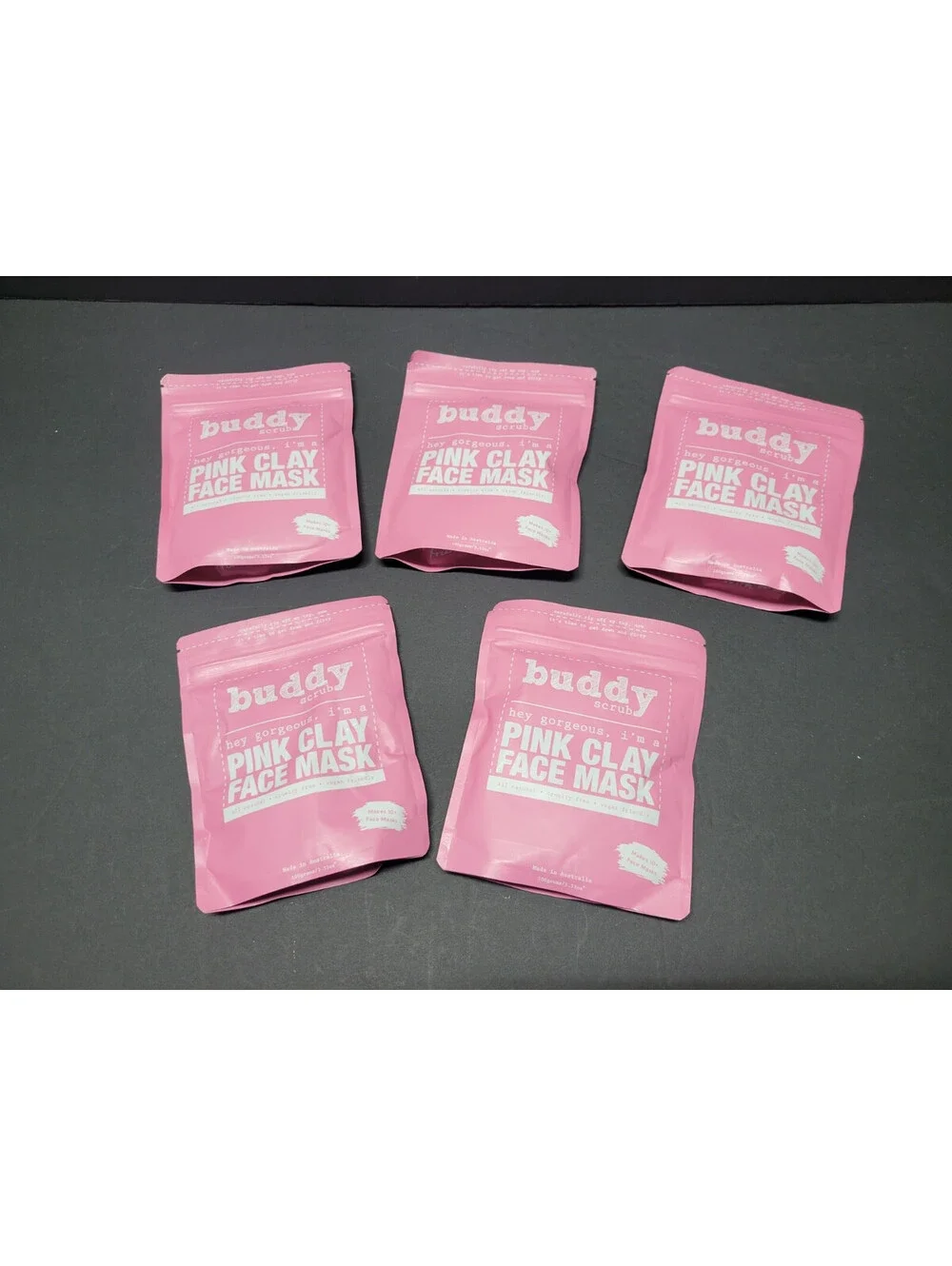 5 Pack Buddy Scrub Pink Clay Face Mask - Makes 10+ each pack = 50+ Masks total